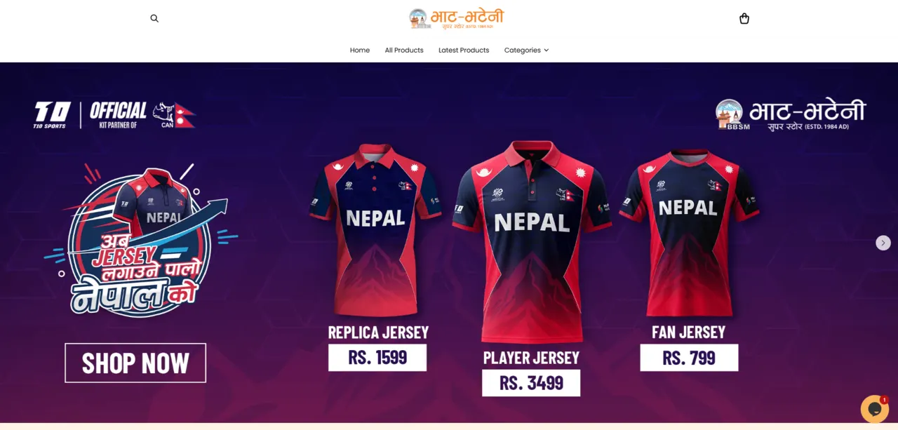 Bhatbhateni online store home page, built on Blanxer