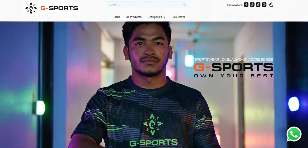 G Sports online store home page, built on Blanxer